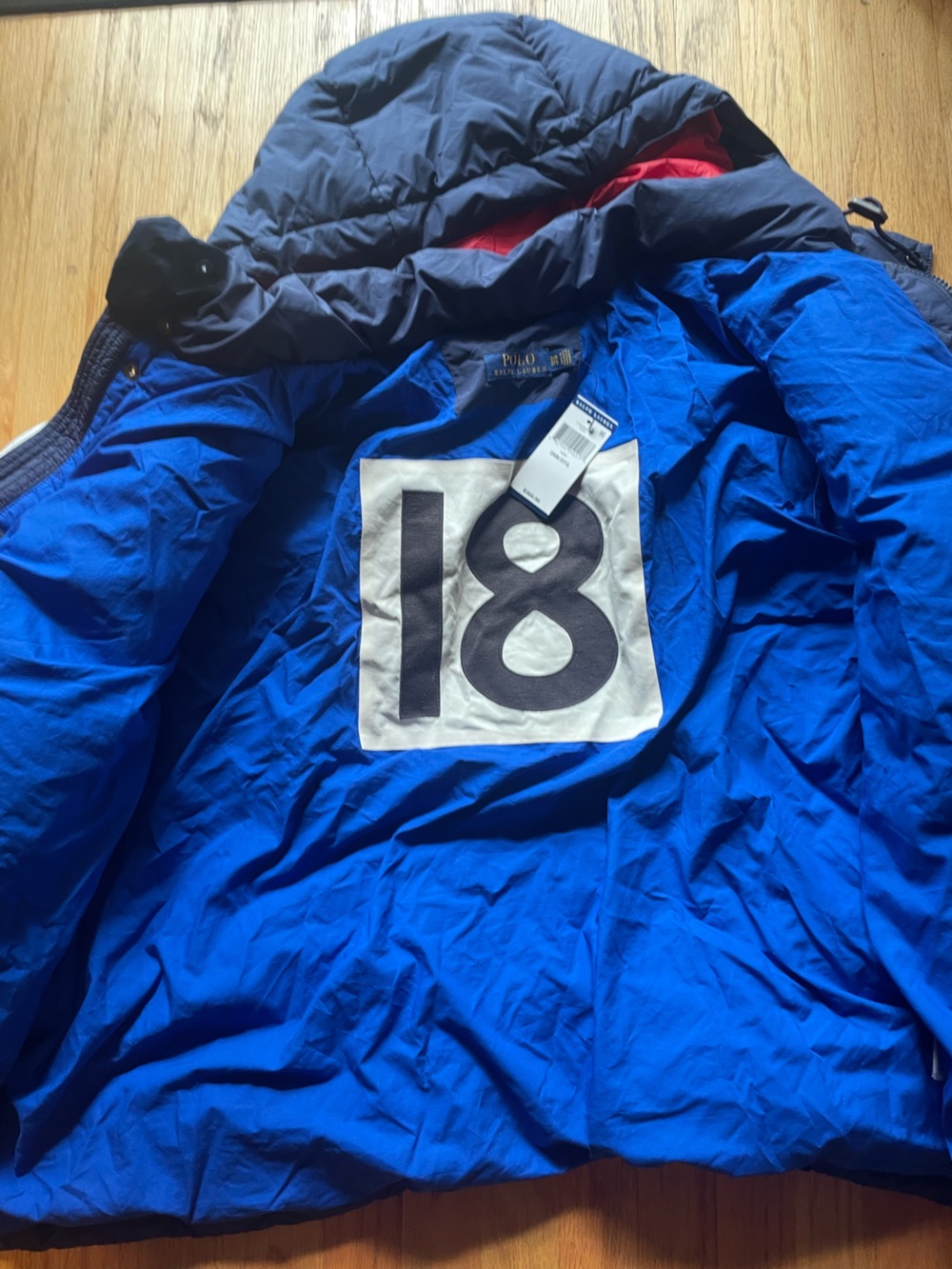 NWT Polo Ralph Lauren Navy Puffer Jacket #18 with removable hood men’s 3X Big - Picture 5 of 11